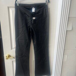Apperloth A V-Front Faux Leather Wide Leg Pants XXL Black PU Coated